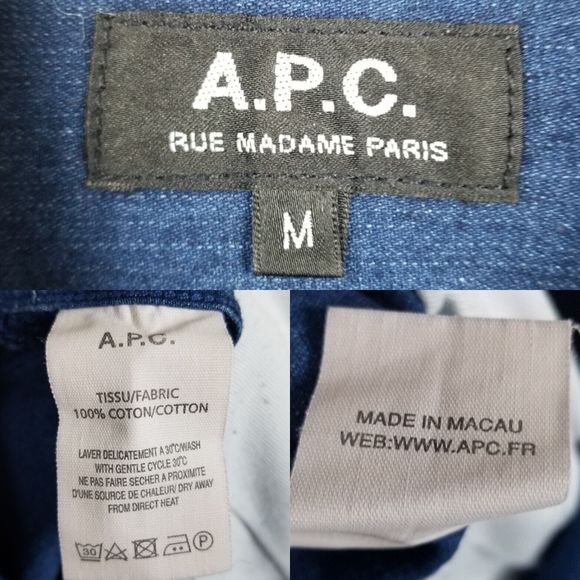 A.P.C. Indigo Chambray Denim Minimalist Cotton Knee Length Belted Shirt Dress M - Picture 13 of 13
